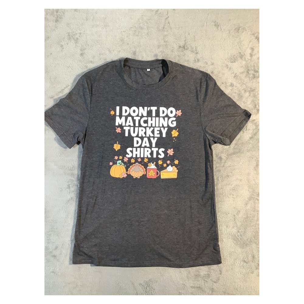 Funny Thanksgiving Graphic Tee Charcoal Gray Size S